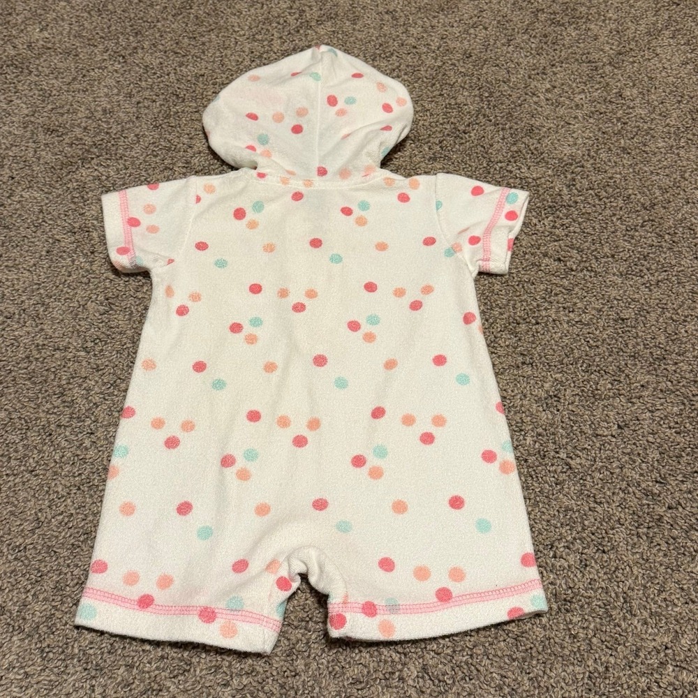 Disney Classic Pooh Hooded Terry Romper Cover Up 3-6 Months Polka Dot - Picture 5 of 5